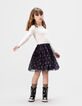 Girls’ ecru and bouquet tulle mixed-fabric dress-2