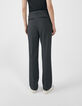 Women’s black semi-plain jacquard straight suit trousers-4