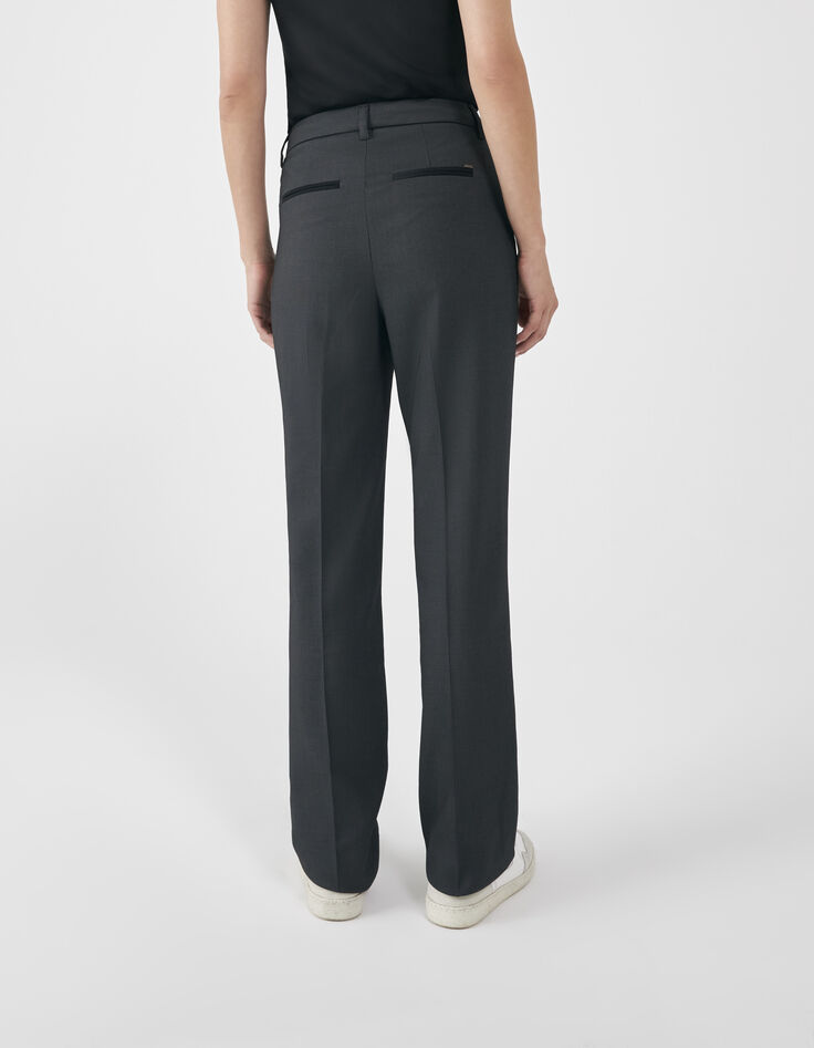 Women’s black semi-plain jacquard straight suit trousers-4