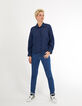 Marineblaues Hemd mit Spitze und Stickerei I.Code -6
