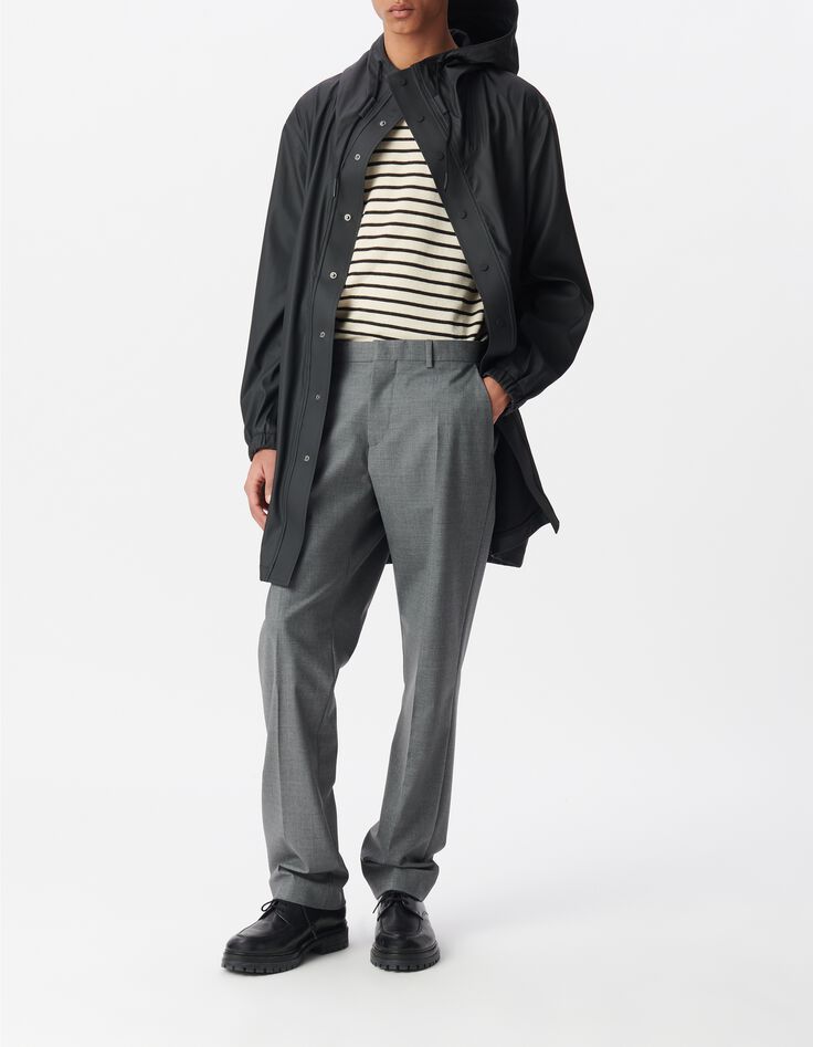 Men&rsquo;s black rubber nylon hooded parka-6