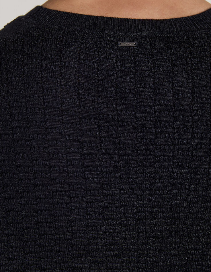 Pull marine tricot relief Homme-3