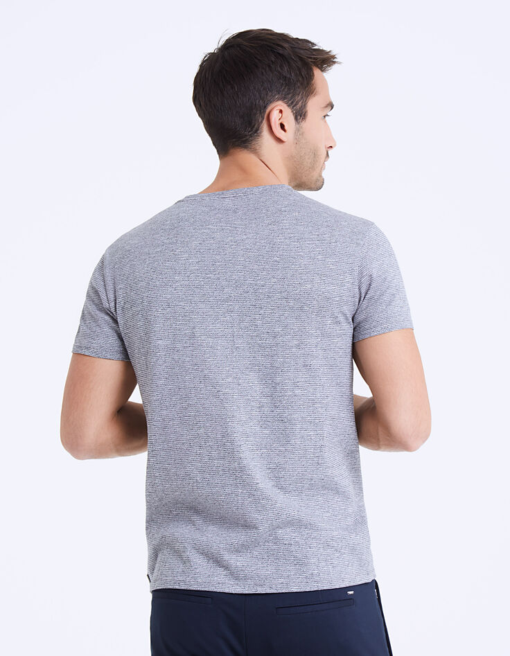 Graues, fein gestreiftes Herren-Mouliné-T-Shirt-4