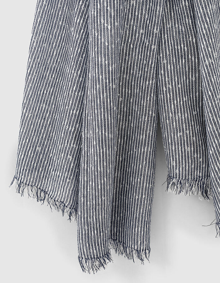 Men’s navy scarf with fine embroidered stripes  - IKKS