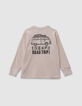 Boys’ white waffle T-shirt with embroidery front and back-3