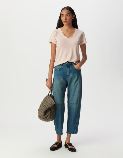 Rosa Damen-Kurzarm-T-Shirt, irisierend, Loose-Fit - IKKS