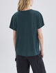 Camiseta verde pato mensaje tachuelas mujer-3