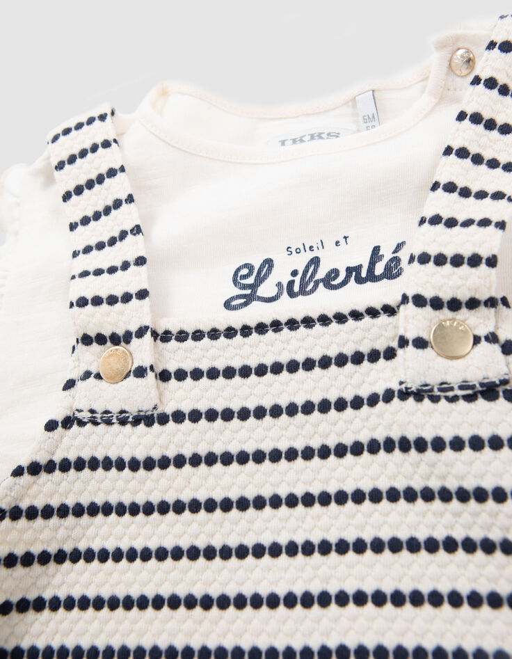 Ensemble robe ray&eacute;e et T-shirt &eacute;cru b&eacute;b&eacute; fille-5