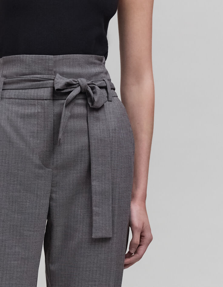 Pantalon carotte gris motif chevrons 7/8e Femme-5