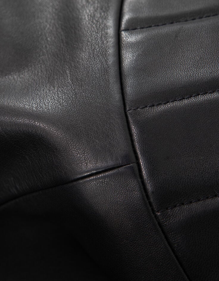 Veste cuir noir esprit motard broderie perle éclair Femme-8 Veste cuir noir esprit motard broderie perle éclair Femme-8