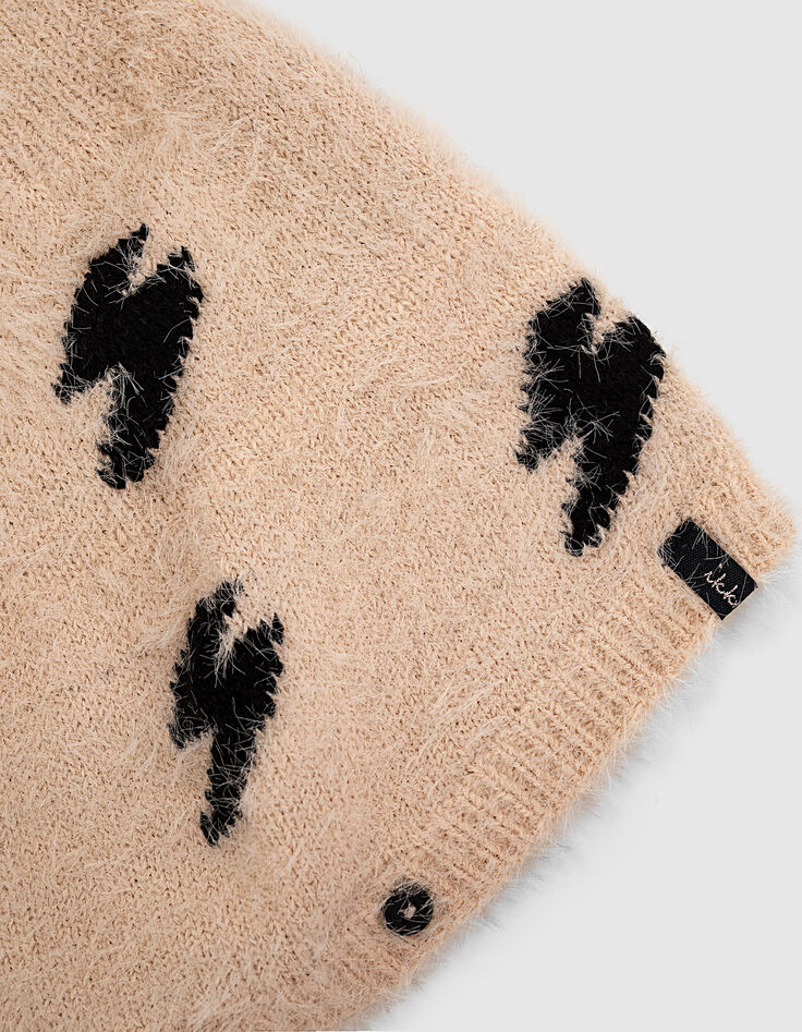 Puderrosa Strickcape mit schwarzen Blitzen für Babymädchen-5