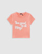 T-shirt corail forme cropped fille-1