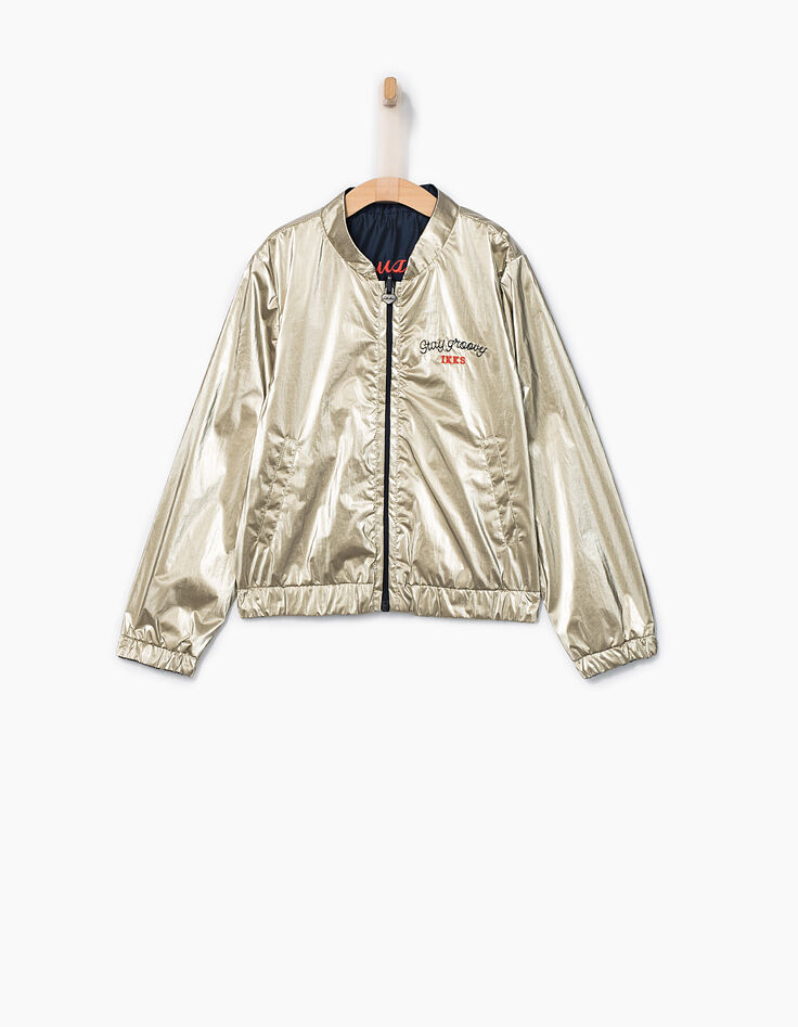 Bomber reversible navy y dorado niña-5