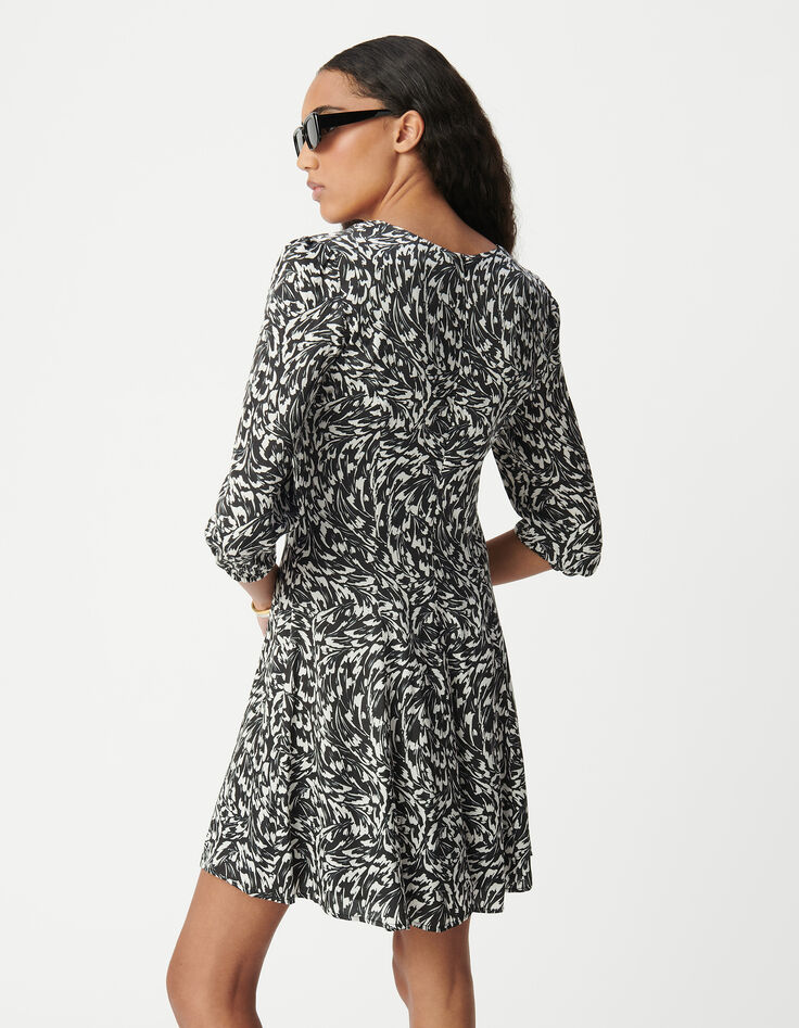 Schwarz LENZING™ ECOVERO™ Minimal Blumenschleife Kleid Damen-4
