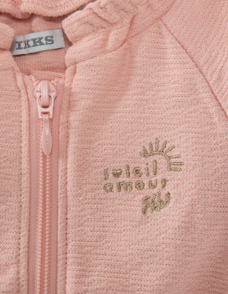 Cardigan rose molleton fa&ccedil;on gaze b&eacute;b&eacute; fille-4
