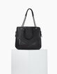Bolso cabás cuero negro EL 1440 ROCK acolchado chevrones tachuelas mujer-2