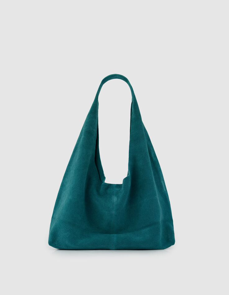 Hobo Tasche gr&uuml;n weiches Samt Leder Damen-1