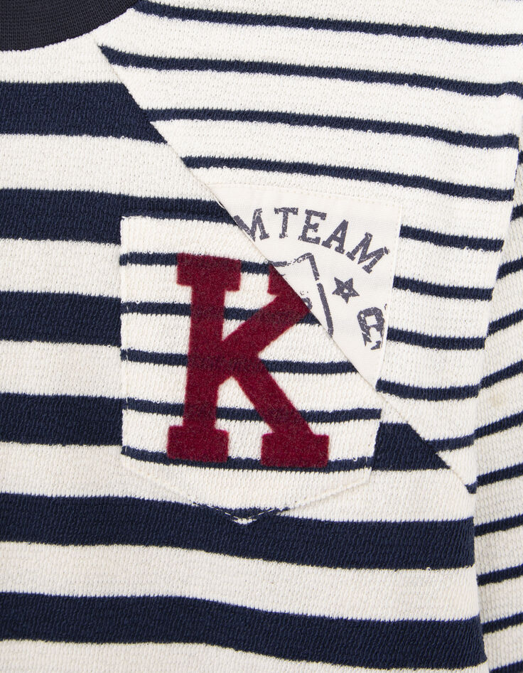 Marineblaues Jungen-Ringelshirt mit asymmetrischem Schnitt-4