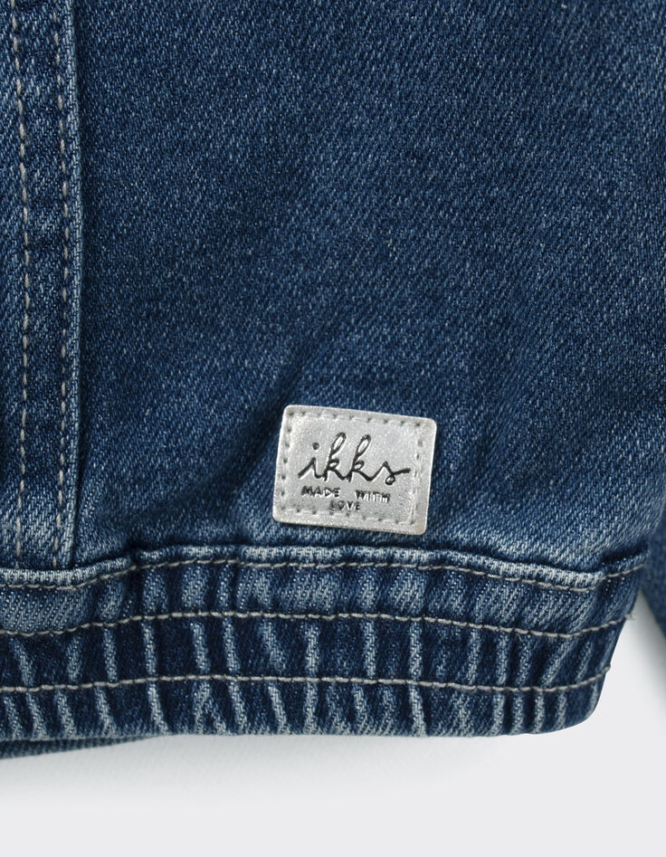 Blaue Mädchenjeansjacke mit Stickereien-6