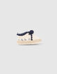 Chaussures blanc cassé en toile avec pompons bébé fille-1
