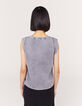 Women’s grey studded epaulet sleeveless T-shirt-3