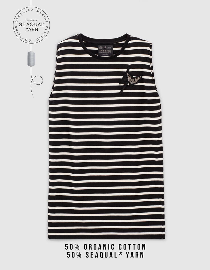 Vestido marinera negro rayas crudas hombreras mujer-2