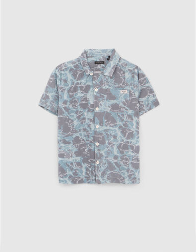 Boys’ blue aquatic motif Lenzing™ Ecovero™ viscose shirt - IKKS