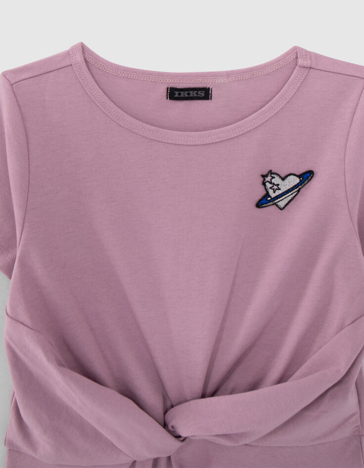 Girl's lilac dress with bow detail-3