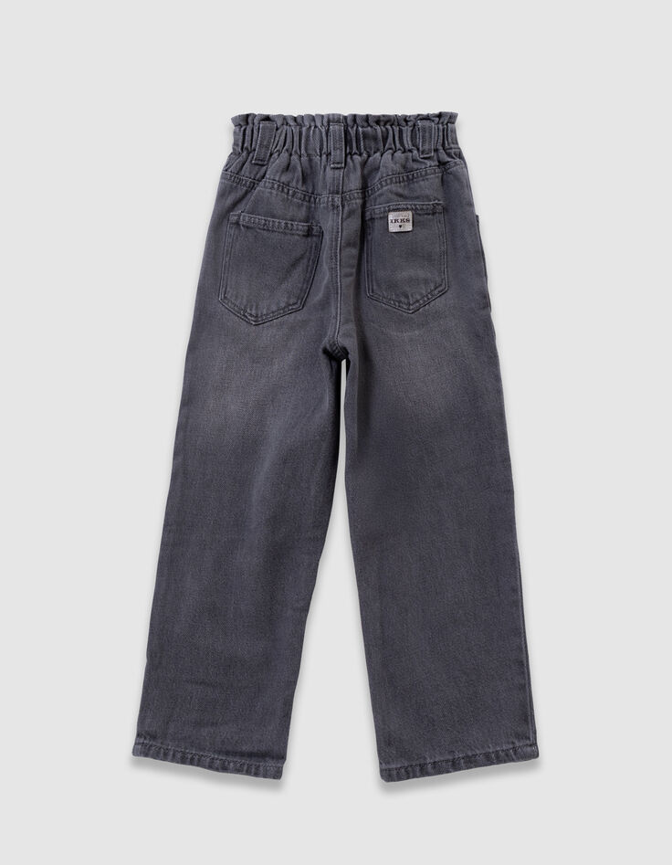 Graue Mädchen-Mom-Jeans sichtbare Knöpfe-6 Graue Mädchen-Mom-Jeans sichtbare Knöpfe-6