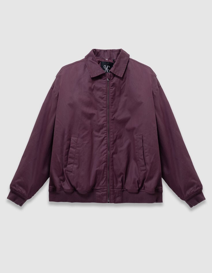 Girls’ burgundy jacket with detachable fur-lined collar-5