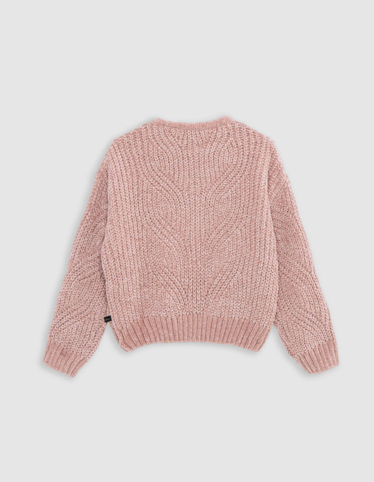 M&auml;dchen rosa gestrickt Chenille Phantasie Masche Pullover-3