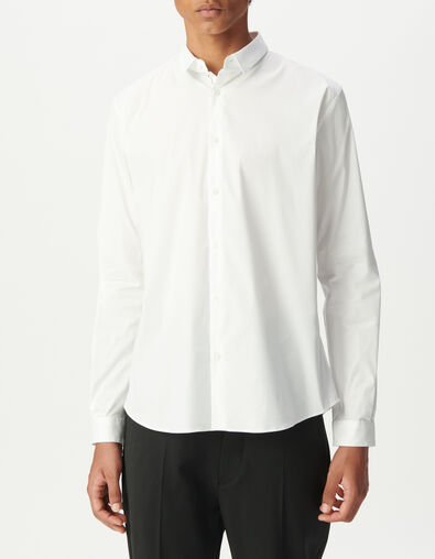 Men’s white BasIKKS SLIM shirt with black line - IKKS