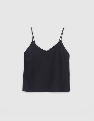 Women’s black silk camisole with skull embroidery
