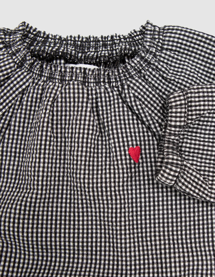 Ensemble 2-en-1 blouse vichy et leggings gris b&eacute;b&eacute; fille-7