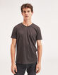 Tee-shirt L'Essentiel marron glacé à col V Homme-1
