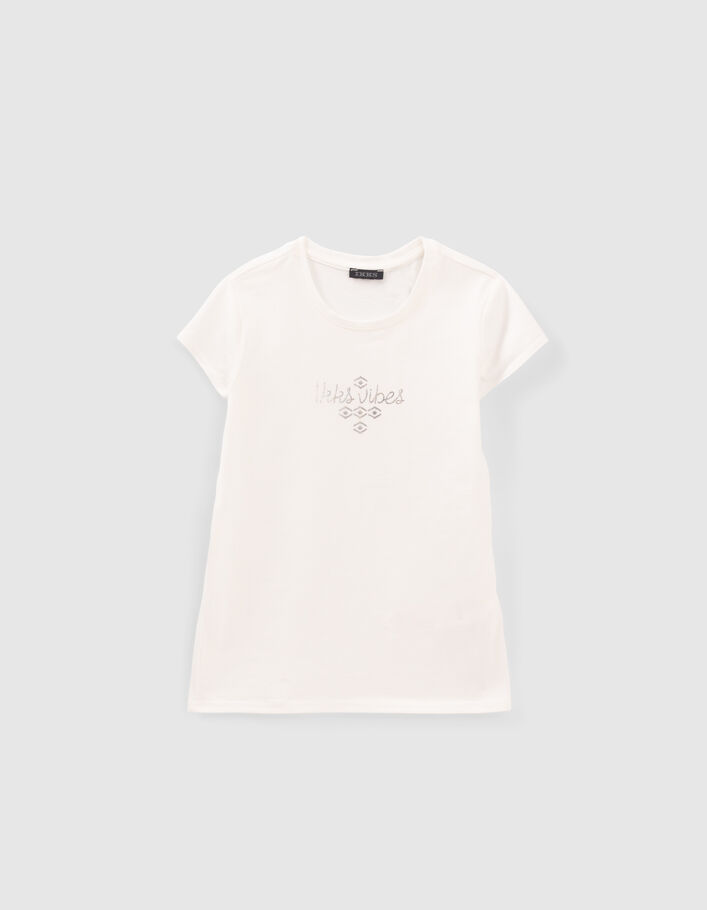 Set korte jeanstuinbroek en wit T-shirt meisjes - IKKS