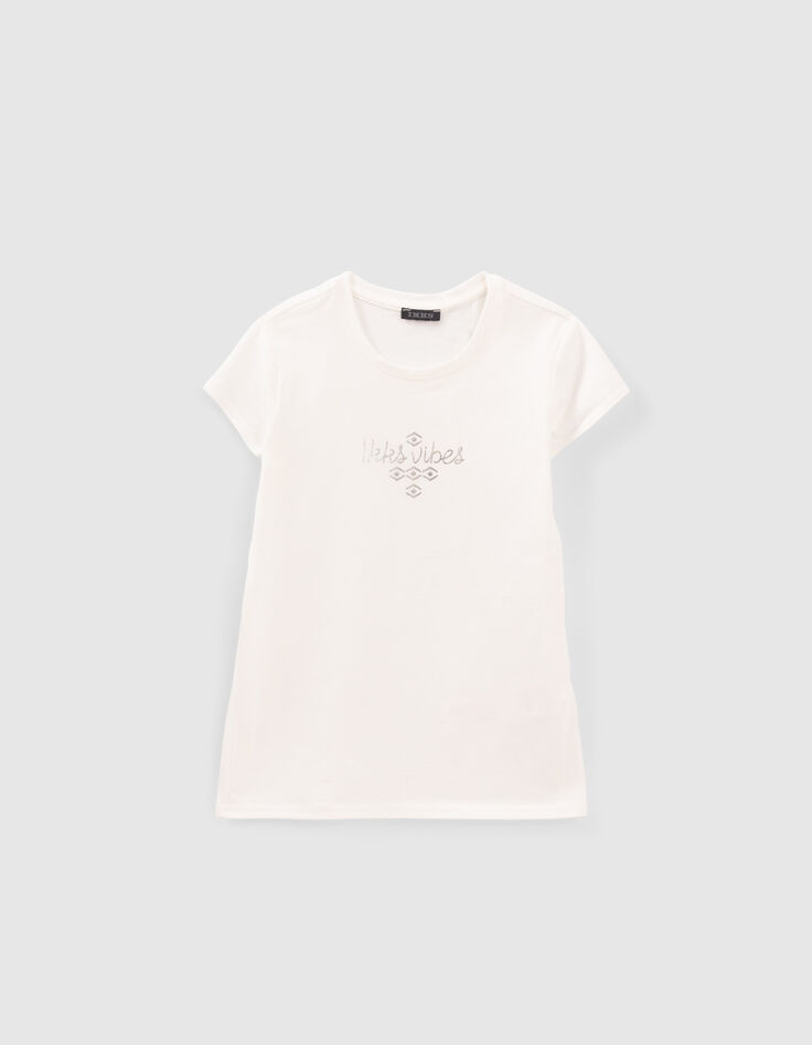 Set korte jeanstuinbroek en wit T-shirt meisjes-6