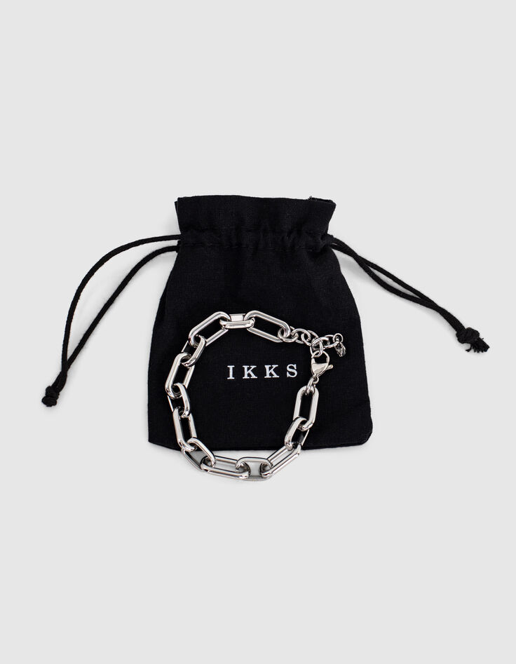 Bracelet argenté en grosse maille femme-2 Bracelet argenté en grosse maille femme-2