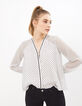 Blusa blanco roto jacquard cuadritos negros I.Code-3