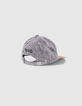 Jeanspet bleach grey geborduurd en beige jongens -3