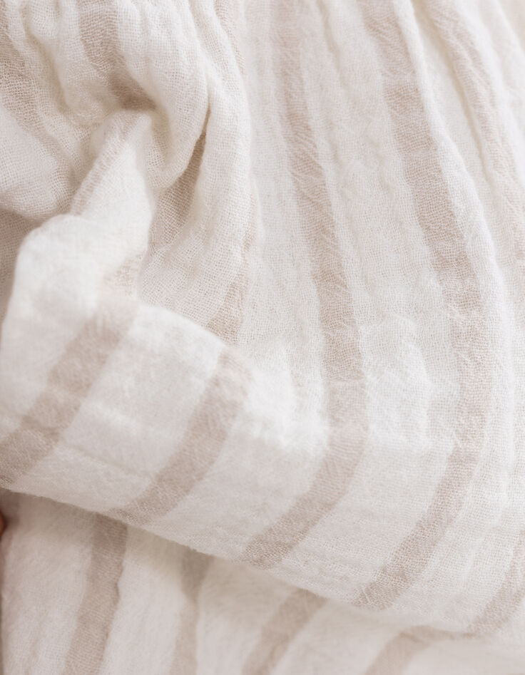 Ecru Overall, Baumwollgaze, beige Streifen-6