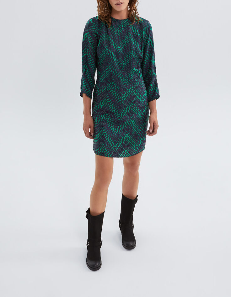 Women’s navy geometric print dress-1