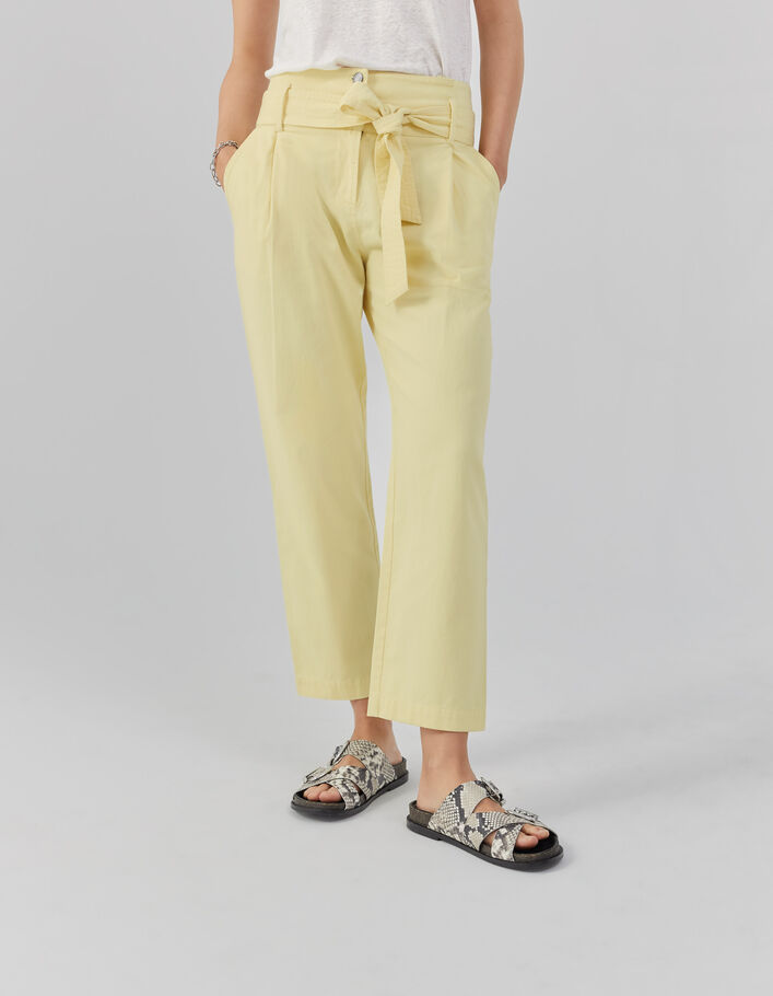 Pantalones anchos amarillo cinturón extraíble mujer - IKKS