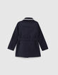 Trench navy de nailon con capucha extraíble para niña -4