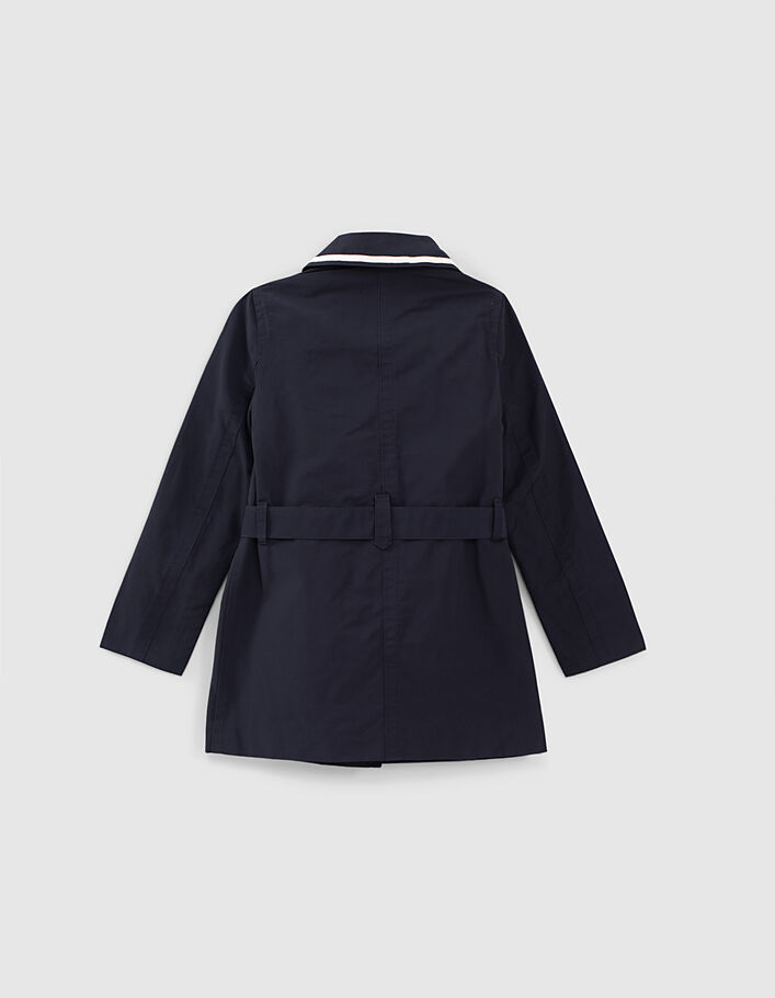 Girls’ navy trench coat with detachable hood - IKKS