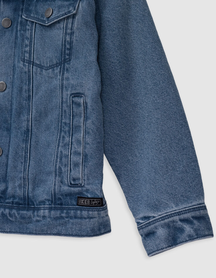 Blouson en jean bleu capuche amovible garçon-7