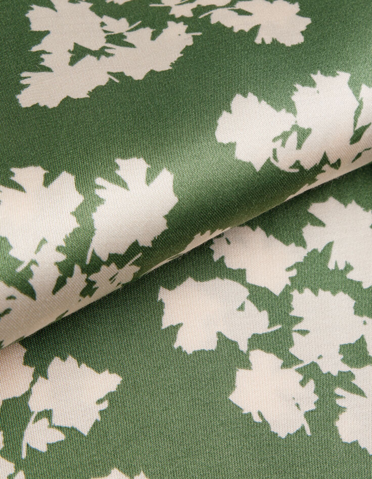 Pantalon large vert imprim&eacute; feuilles Femme-8