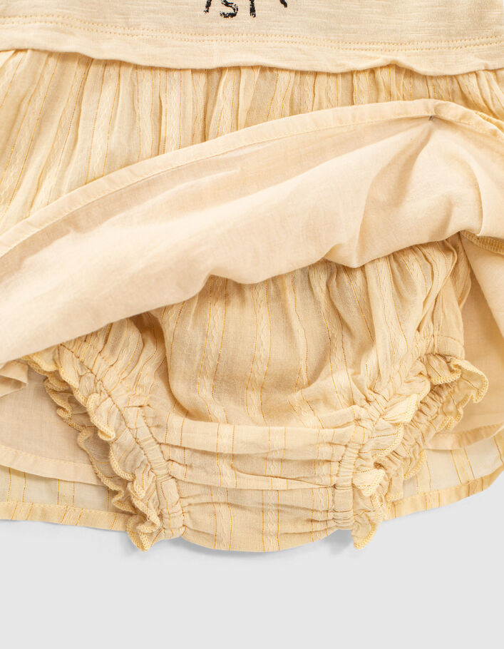 Robe jaune blé bi matière avec bloomer bébé fille-6