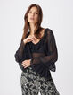 Damesblouse in marineblauwe voile met ruches-5