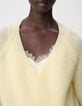 Pull col V jaune tricot loose Femme-3